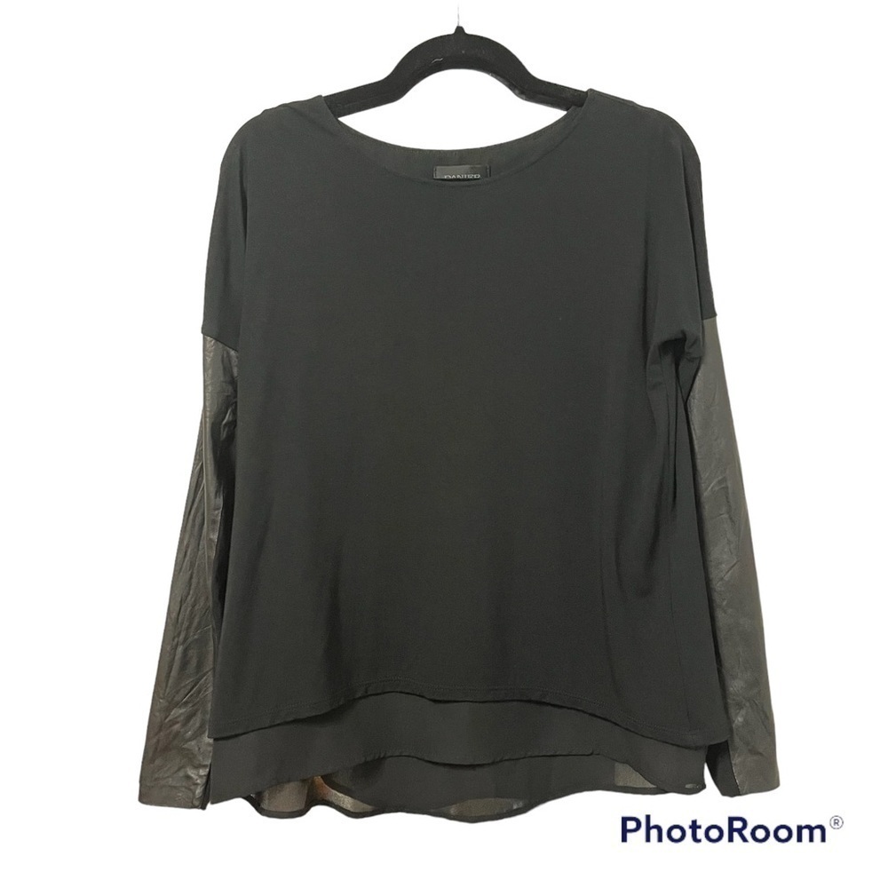 DANIER Genuine Italian Leather Long Sleeve Flowy Top Size XXS